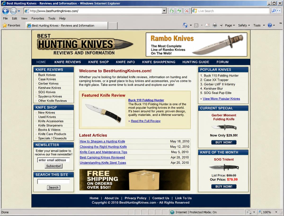 Website design before the redesign